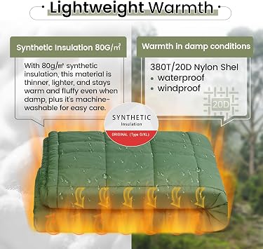 OneTigris Camping Blanket Poncho, Wearable Hoodie Blanket for Outdoors