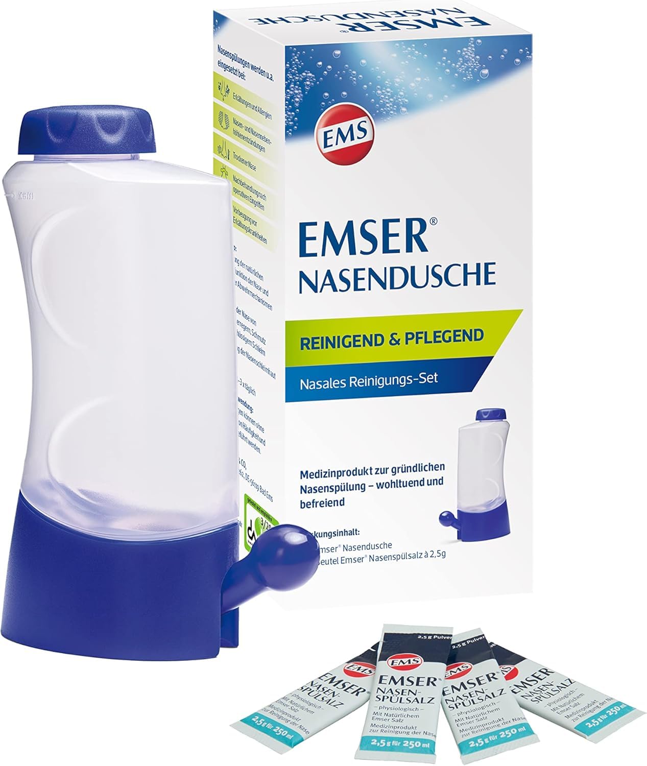 EMSER Nasendusche nasales Reinigungs-Set mit Spülsalz-Beuteln, 1 Stück