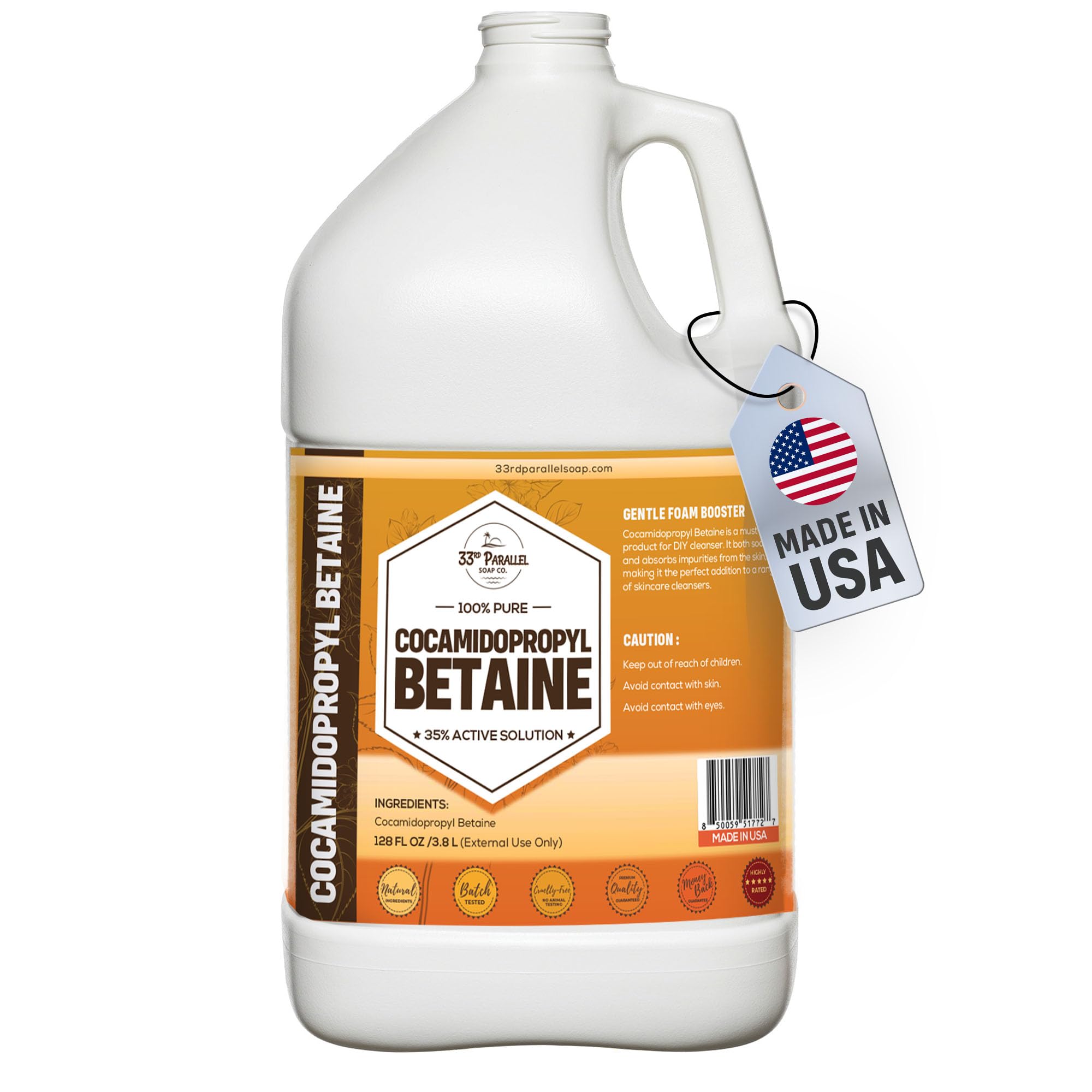 Cocamidopropyl Betaine 128oz GALLON Natural Surfactant Premium Coco Betaine Liquid Cosmetic Grade Gentle on Skin For Facial Cleansers