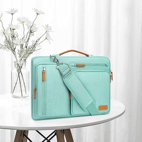 Vista 117 de MOSISO - Bolso de hombro protector 360 para laptop, bolsa para computadora de 15-15.6 pulgadas, bolsa tipo mensajero con apertura lateral, 4 Azul