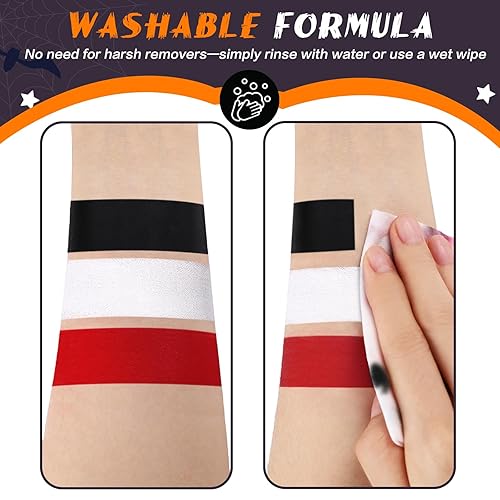 Miniatura 4 de BOBISUKA Alabastro - Barra de pintura blanca para la cara y el cuerpo con ojos blancos para deportes, kit de pintura facial a base de agua,