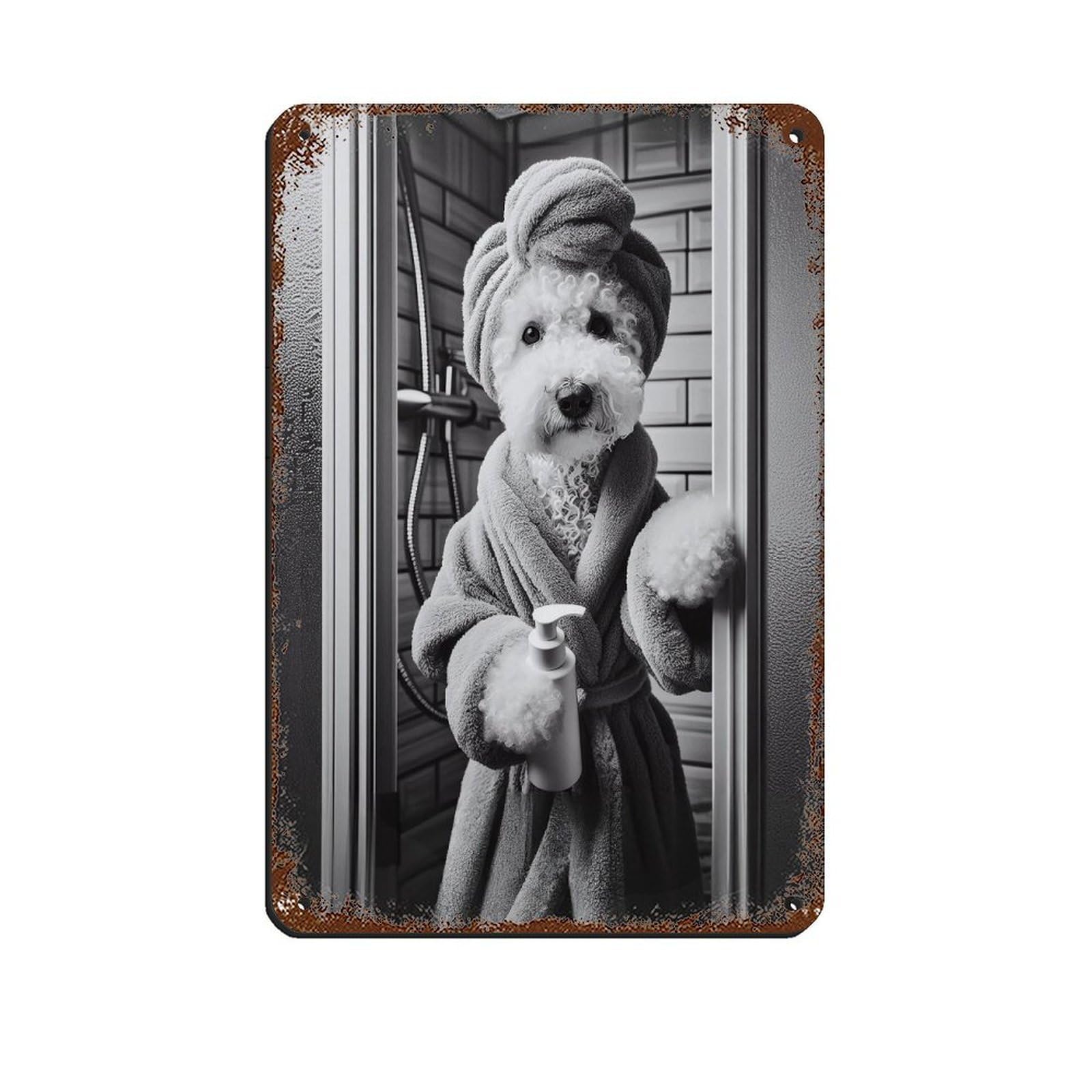 Bedlington Terrier, Bathroom Art Poster Retro Poster Metal Tin Sign Chic Art Retro Iron Painting Bar People Cave Cafe Family Garage Poster Wall Decoration 8x12inch(20x30cm)