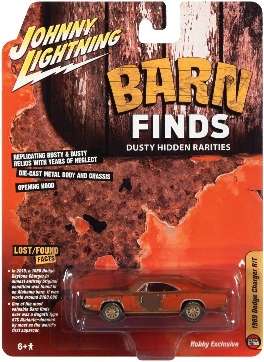 1969 Dodge Charger R/T Orange Barn Finds 1/64 Diecast Model Car