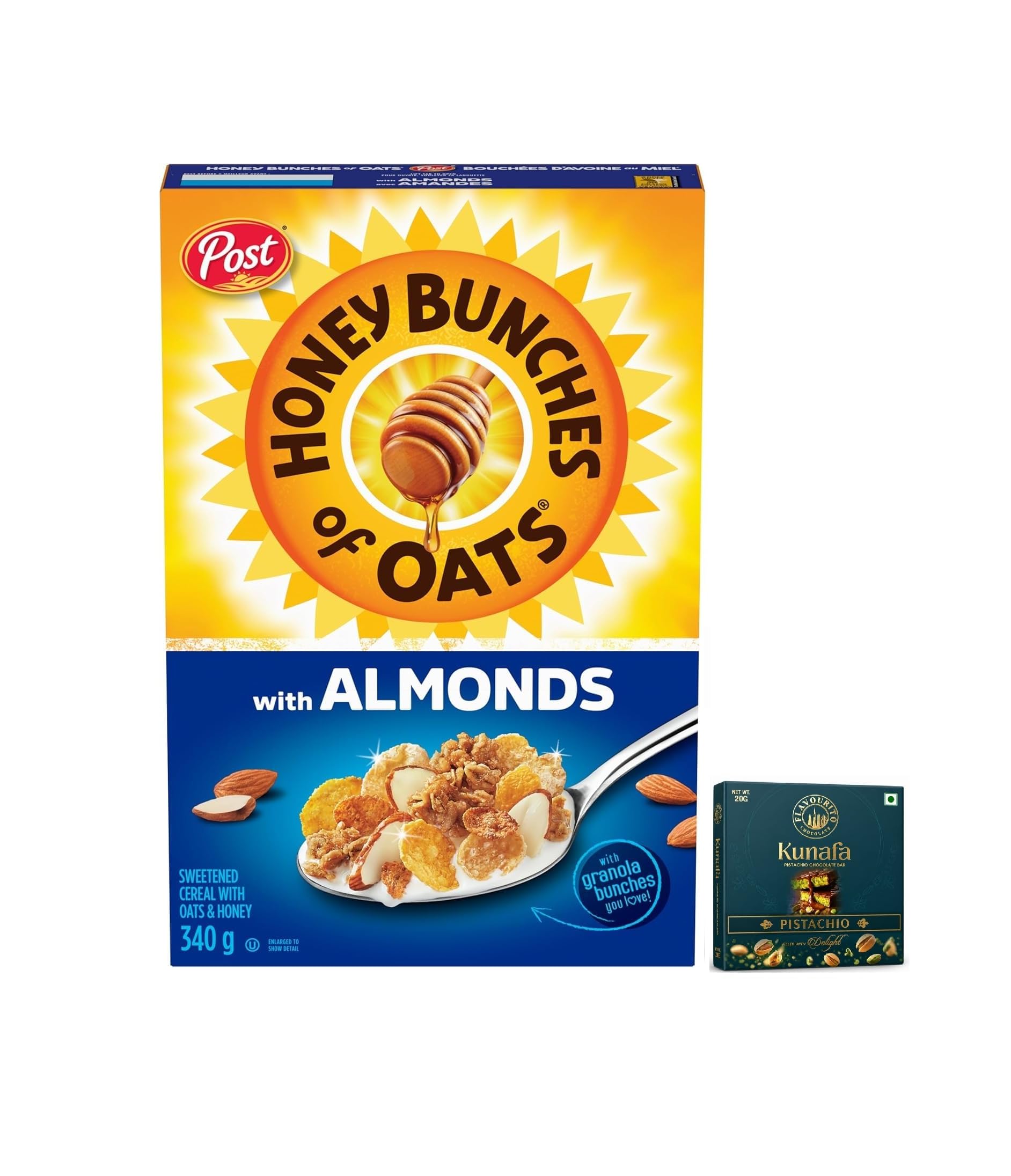 Post Honey Bunches of Oats with Almonds, Sweetened Cereal, Oats & Honey, Granola Bunches, 340g, (From USA) Get Free Flavourito Kunafa Chocolate 20g By DECADENT FOODS-image-14