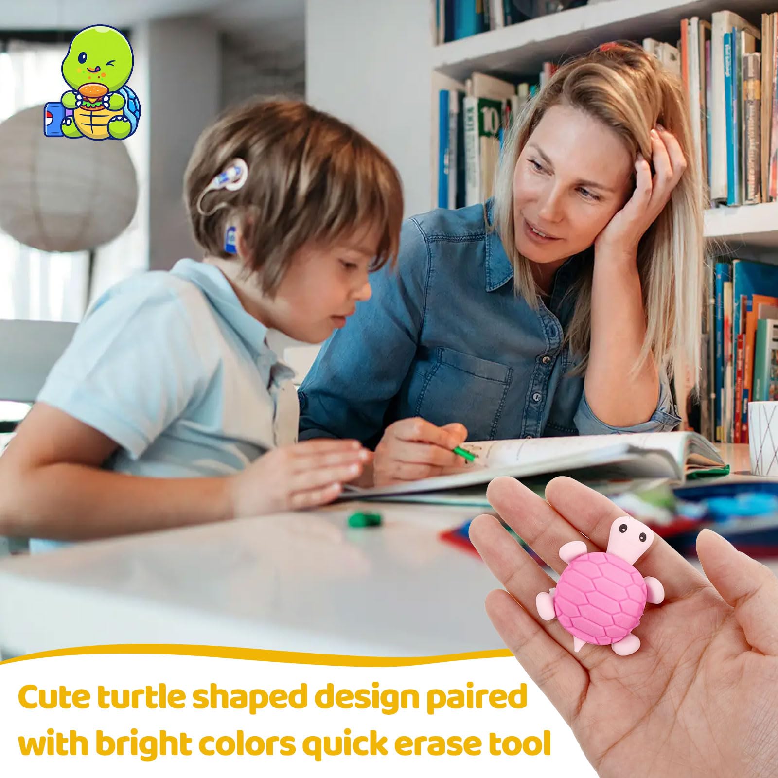 24 Gomme Cancellanti A Forma Di Tartaruga – Colorate, Morbide E Divertenti Per Bambini, Studenti E Festività