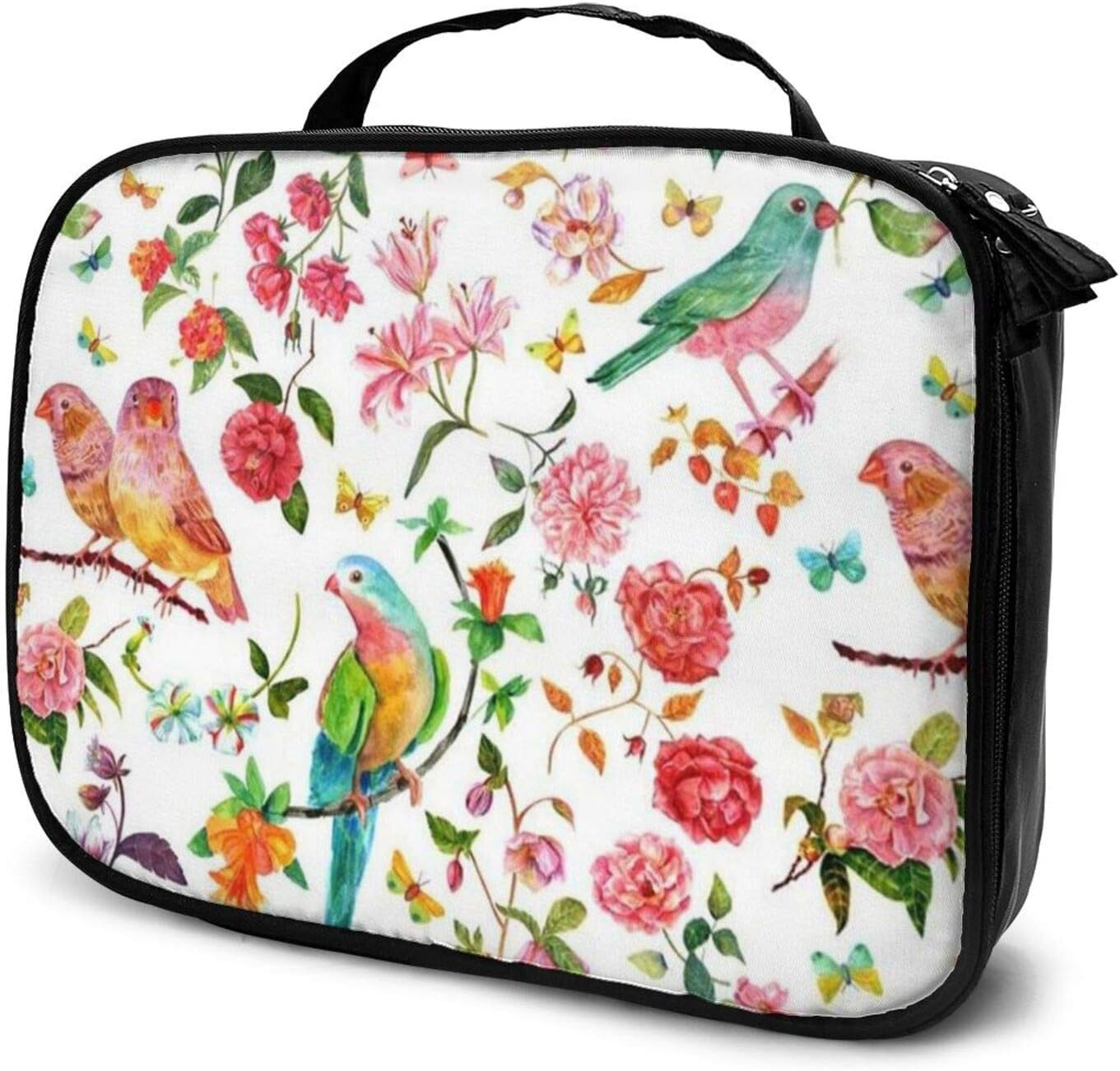 Vintage Bird Flower Makeup Bag Travel Cosmetic Bag Makeup Case Travel Makeup Train Case Cosmetic Case Organizer Boxes