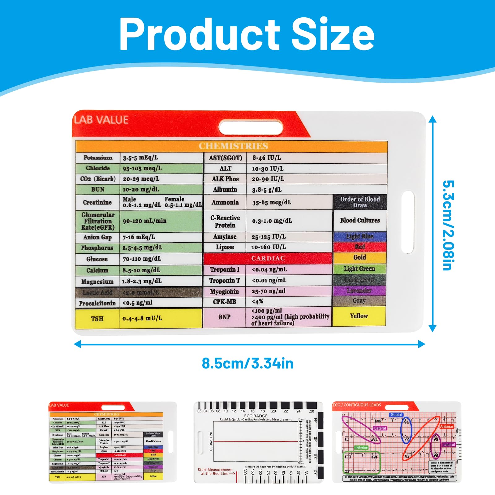 4 Pcs ECG Ruler Set, Transparent ECG 7 Step Ruler, Dual-Sided ECG Card, Badge Pocket ECG Card - Image 2