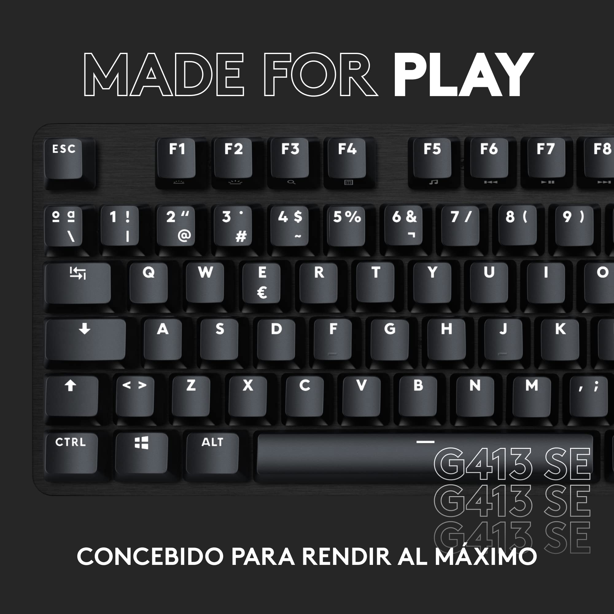 Logitech G413 SE Full-Size Teclado Mecánico para Gaming, Disposición QWERTY US Internacional - Negro