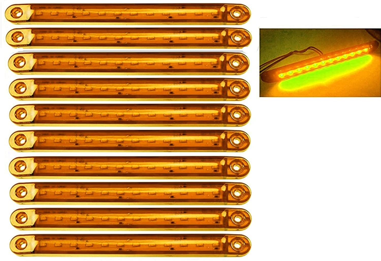 Seitenmarkierungsleuchten,LKW-Seitenleuchten20pcsAuto-Markierungsleuchten Auto-Seitenblinker Lichter 12SMD LED-Seitenlicht vorne hinten Positionsleuchten 24V für Auto Camper Van Truck Truck (Gelb)