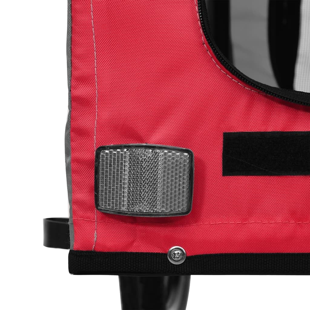 Remolque de bicicleta para perros, gris, negro, tela Oxford, hierro, plegable, resistente a la intemperie, con red y reflectores para un transporte seguro de animales en el camino