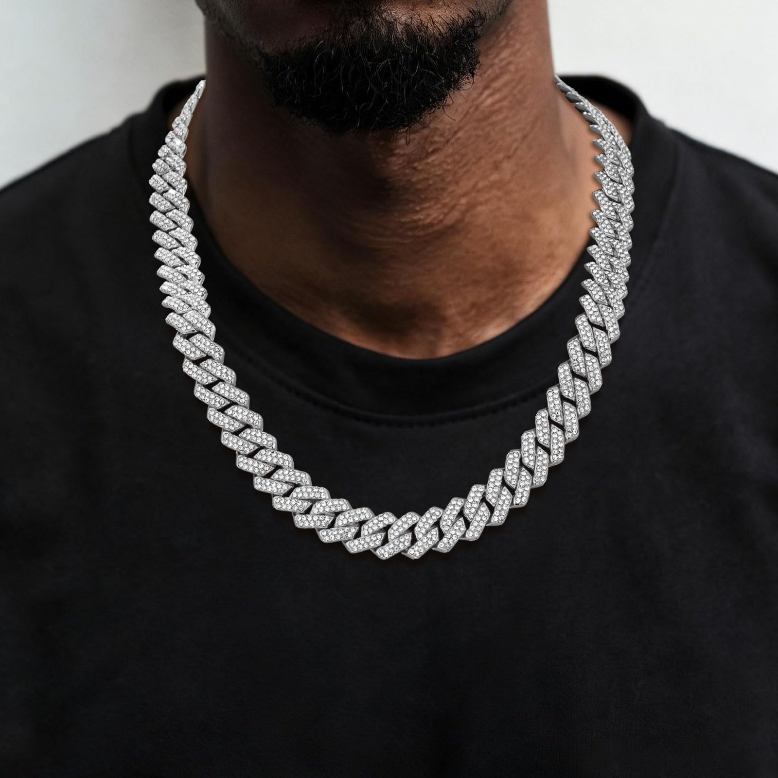 Esmoly Hip Hop Collana Uomo Argento/14K Oro Iced Out Catena Cubana Regalo Uomo Ragazzo 14mm