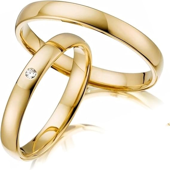 123traumringe Eheringe in 333 Gelbgold I Partnerringe mit Brillant & Etui I Gravierbare Eheringe mit Ringgröße 50-72 mm I Hochwertige Verlobungsringe in 3 mm Breite & 1,3 mm Stärke I P21