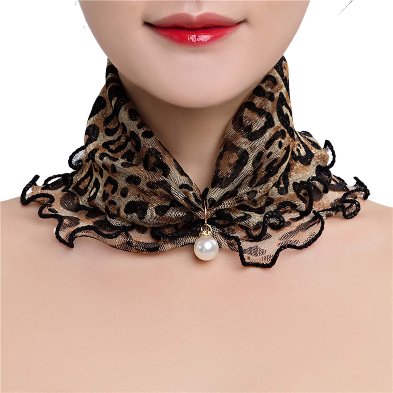 matumou Scarf Painting Print Pearl Durable Ruffle Edge Lady Headscarf for Banquet Women Scarves
