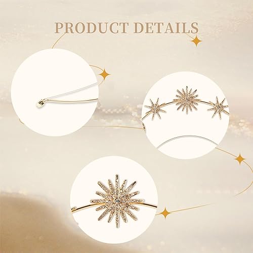 Miniatura 4 de Halo Crown - Stars Crystal Goddess HeadBand with Earrings Mary Metal Halo Headpiece Celestial Crowns Tiaras for Women Bridal Wedding Costume Cosplay