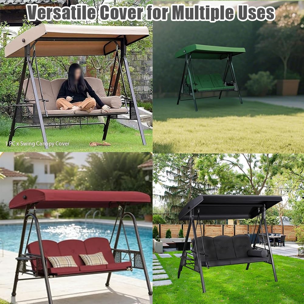 Ersatzdach Für Hollywoodschaukel 191x120cm 213x122cm Hollywoodschaukel Dach Für Veranda, Ersatz-Bezug Sonnendach Für Gartenschaukel(Gray,75x47x9in(191x120x23cm))
