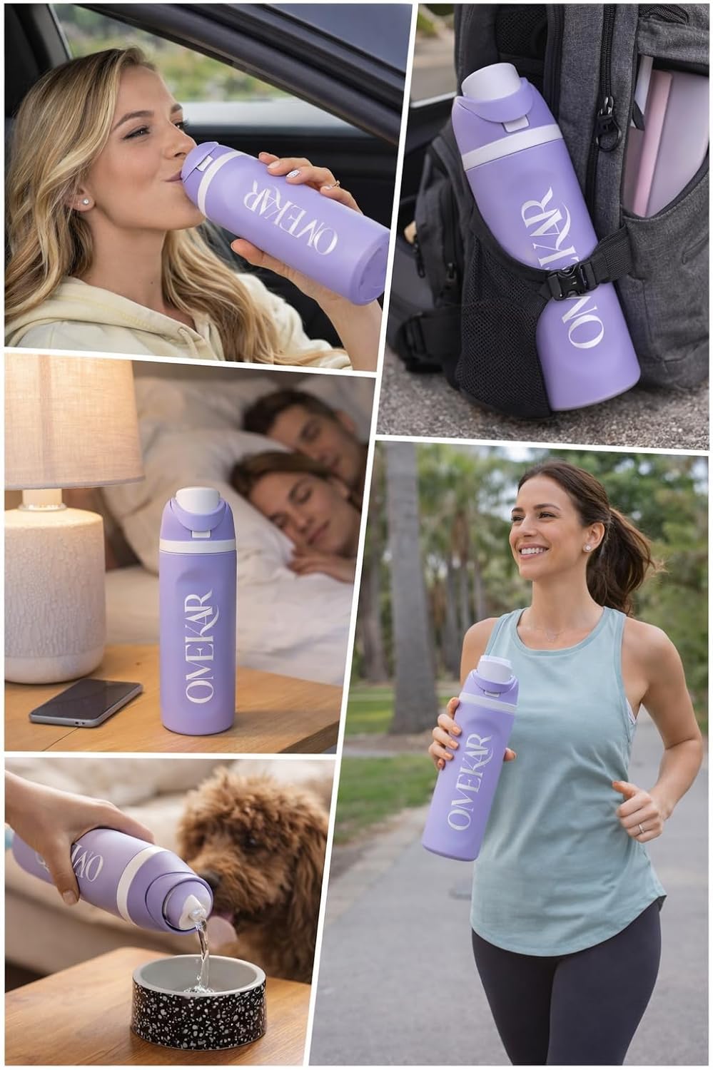 Insulated 24 oz Stainless Steel Water Bottle with Straw, Reusable Leakproof Sports Bottle for School, Travel, Kids, and Outdoor Use, BPA-Free (Purple)