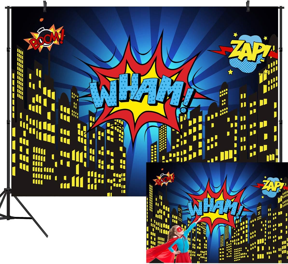 9X6FT Super City Seamless Backdrop Vinyl Customized Photography Background Birthday Party Event Decorations WXL92B