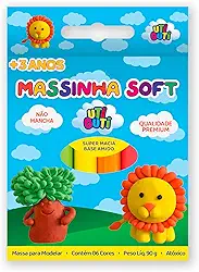 UTIGUTI Massinha Soft, Massa para Modelar Colorida em Estojo, Tradicional, 6 Cores