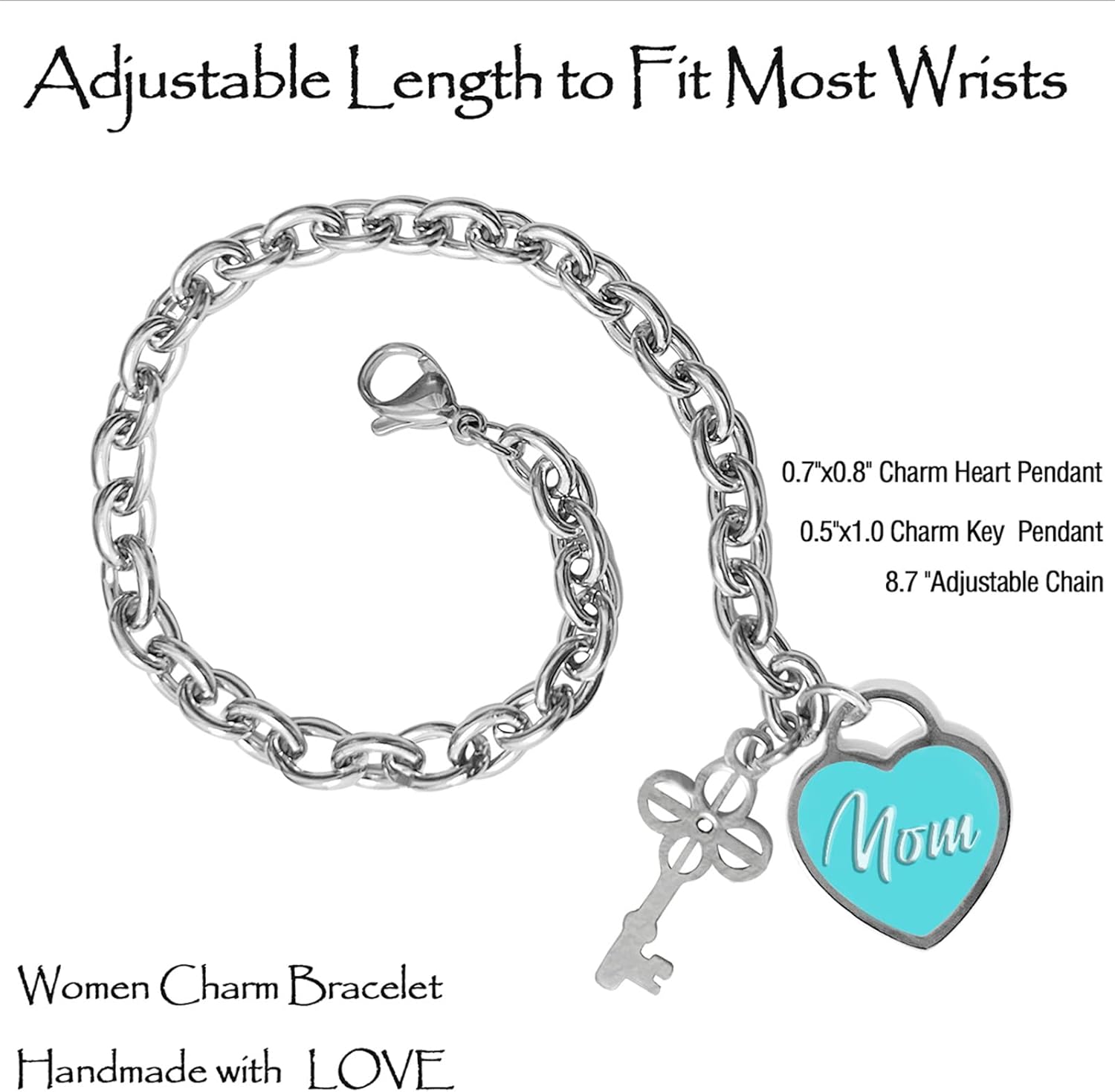 Inspirational Bracelets for Women Daughter Engraved Charm Heart Pendant Gifts for Mom Sister Grandma Gigi Friends Birthday Christmas Mother's Day Gifts - Image 3