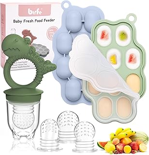 Baby Breastmilk Popsicle Molds & Fruit Feeder Pacifier, Silicone Baby Food Freezer Tray Storage Containers for Infant Teething Self Feeding