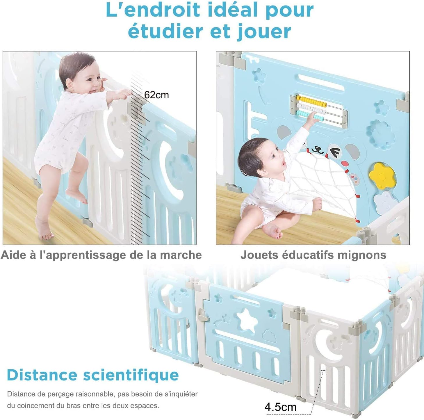 Parc Bebe En Plastique Ecologiques Dripex Barriere De Securite Avec Porte Et Jouet Extensible Pour Enfant 10 Mois A 6 Ans Avec 10 2 Panneaux Amazon Fr Bebe Et Puericulture