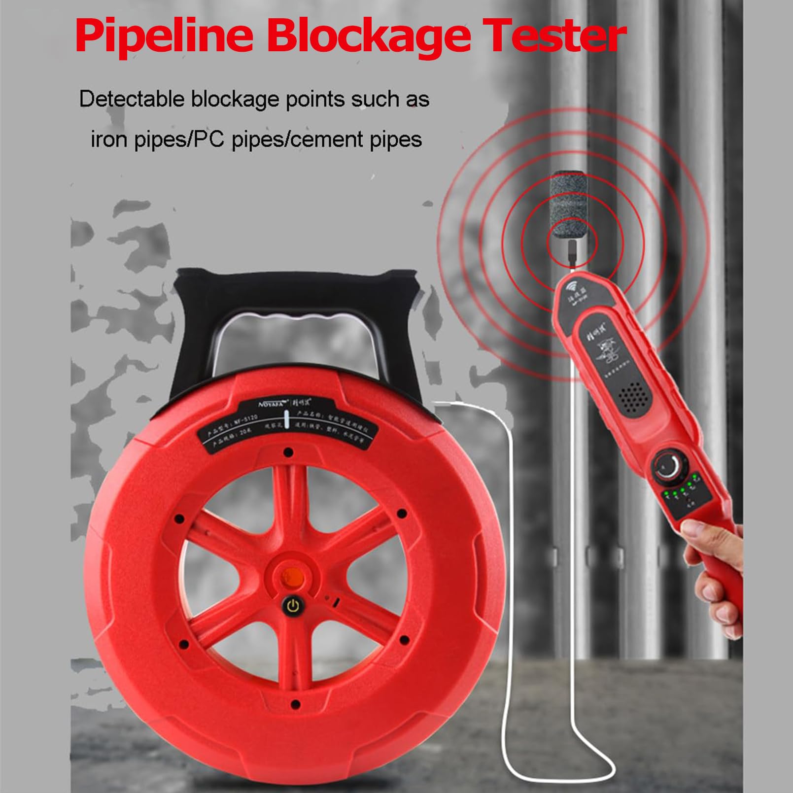 Localisateurs de tuyaux avec 8 sondes, outil de détection souterrain en PVC de 40 m, étanchéité IP67, pénétration de 40 cm pour plomberie, scanner mural d'égout pour tuyaux d'eau en plastique et en