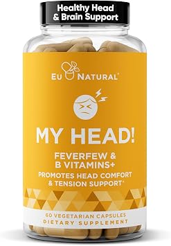 My Head! Headache Vitamins - Sensitivity, Tension, Comfort, Healthy Head Function for A Clear Mind - Fast acting Magnesium, Feverfew, Boswellia, Vitamin D, Ginger, More - 60 Soft Capsules