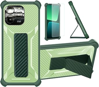 Case Compatible for Meizu Note 21 Phone Case Stand Cover [with 1* TempeGreen Glass Screen Protector] Hybrid Case [Folding Support Magnetic] [Frosted Anti-Fingerprint] ZJBB-Green