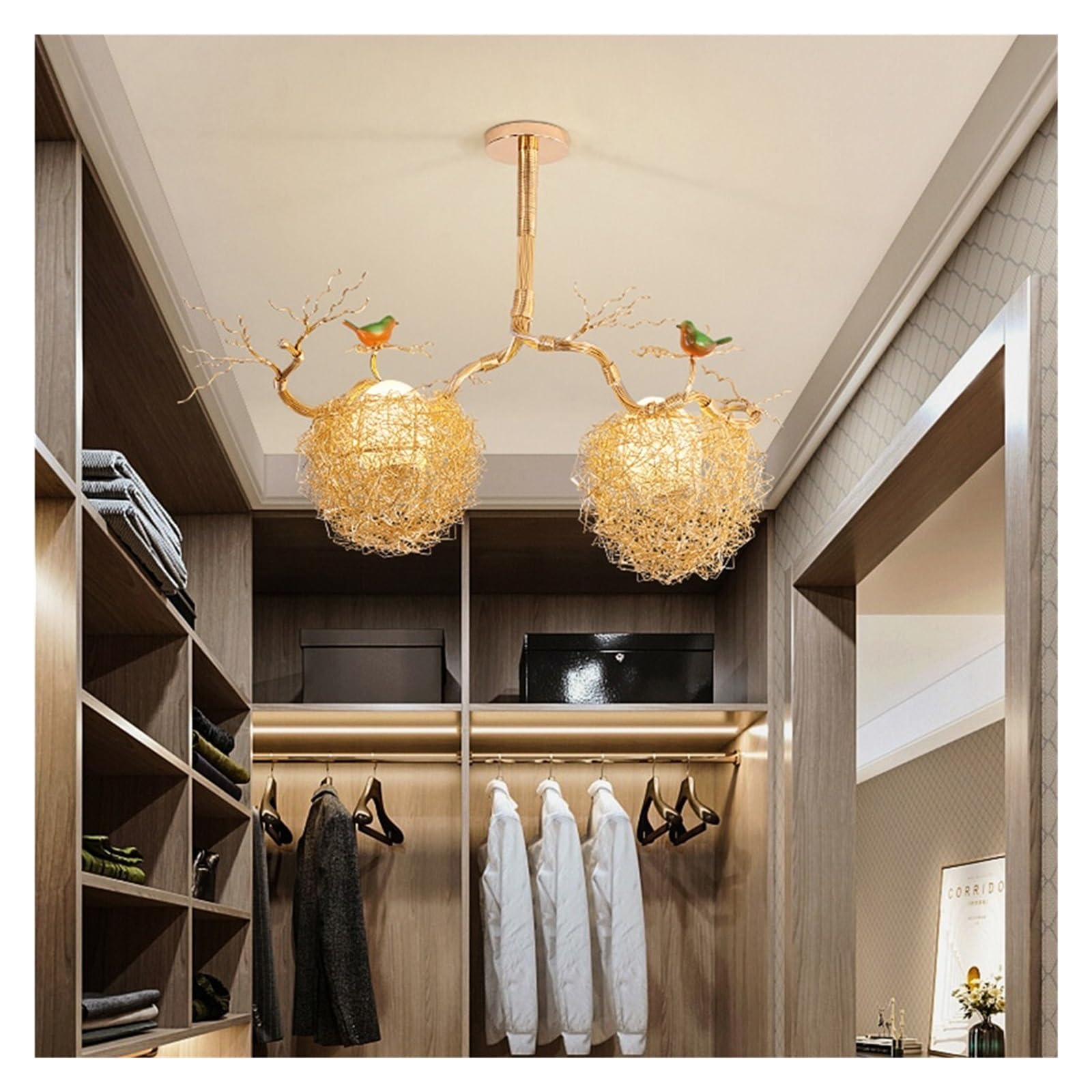 Lampadario a sospensione a LED in stile cinese, design creativo a ramo dorato, lampadario artistico artigianale, lampadario da soffitto, lampadario per sala da pranzo, apparecchi di illuminazione a LE