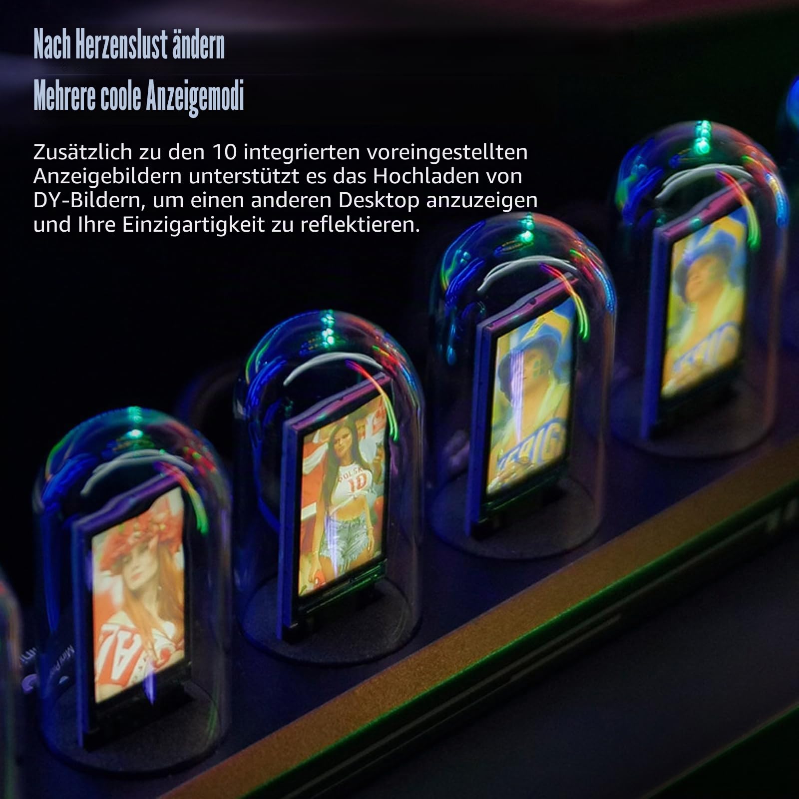 LED Nixie Uhr, Glow Tube Clock, DIY Nixie Röhrenuhr, LED Digitaluhr, DIY Customized Fotos Display, Wetter Display, Digital Retro Vintage Uhr Tischuhren, Creative Geschenk