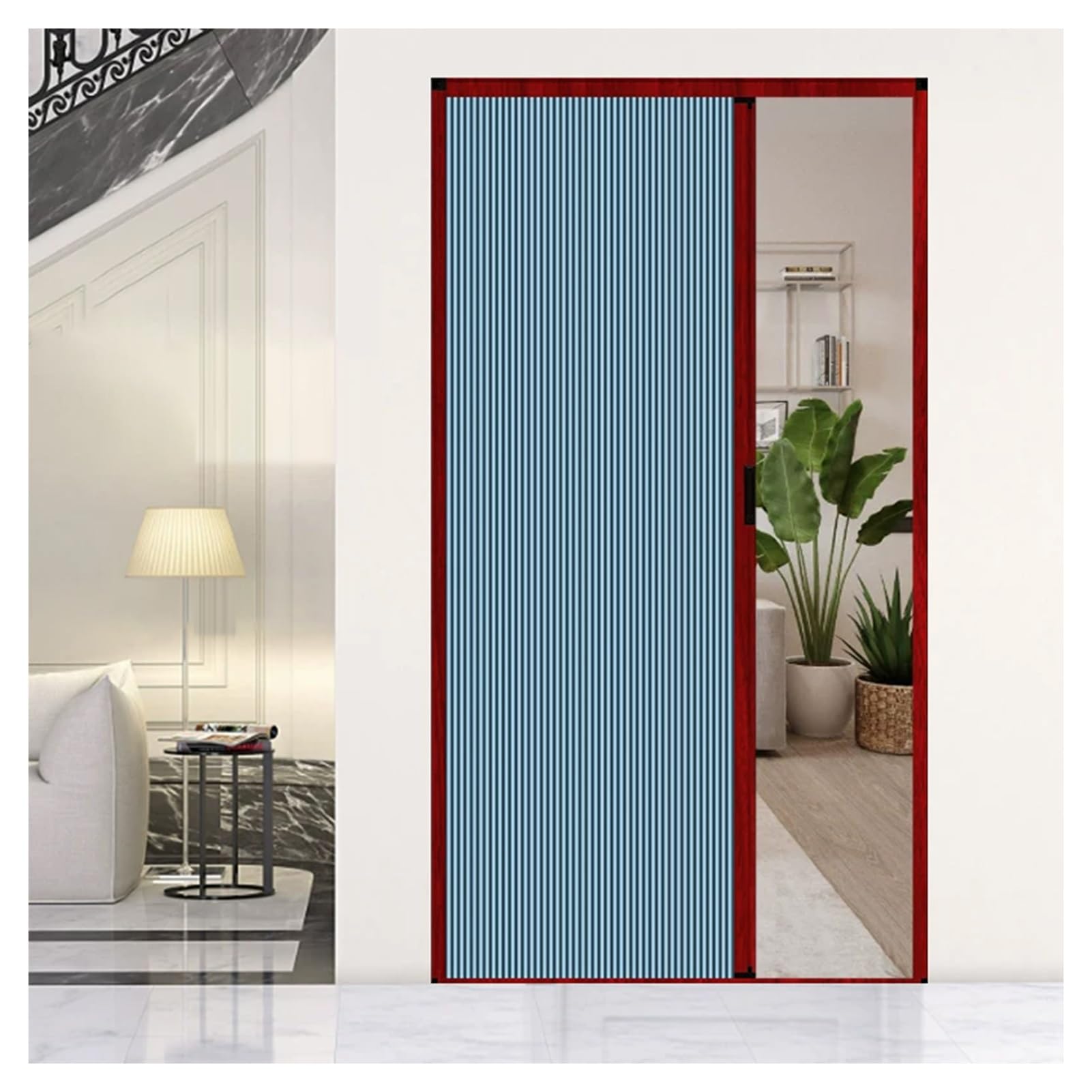 Hpfhsj Blue Honeycomb Folding Door No-Drilling Interior Accordion Door，Cellular Fabric Retractable Space-Saving，For Kitchen(,24X80in)