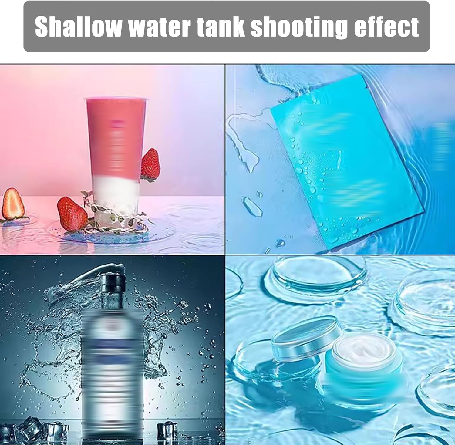 写真撮影用水タンク、透明アクリル製フローティング写真撮影用小道具撮影トレイ、ポータブル食品・化粧品収納ボックス(15.7x15.7x