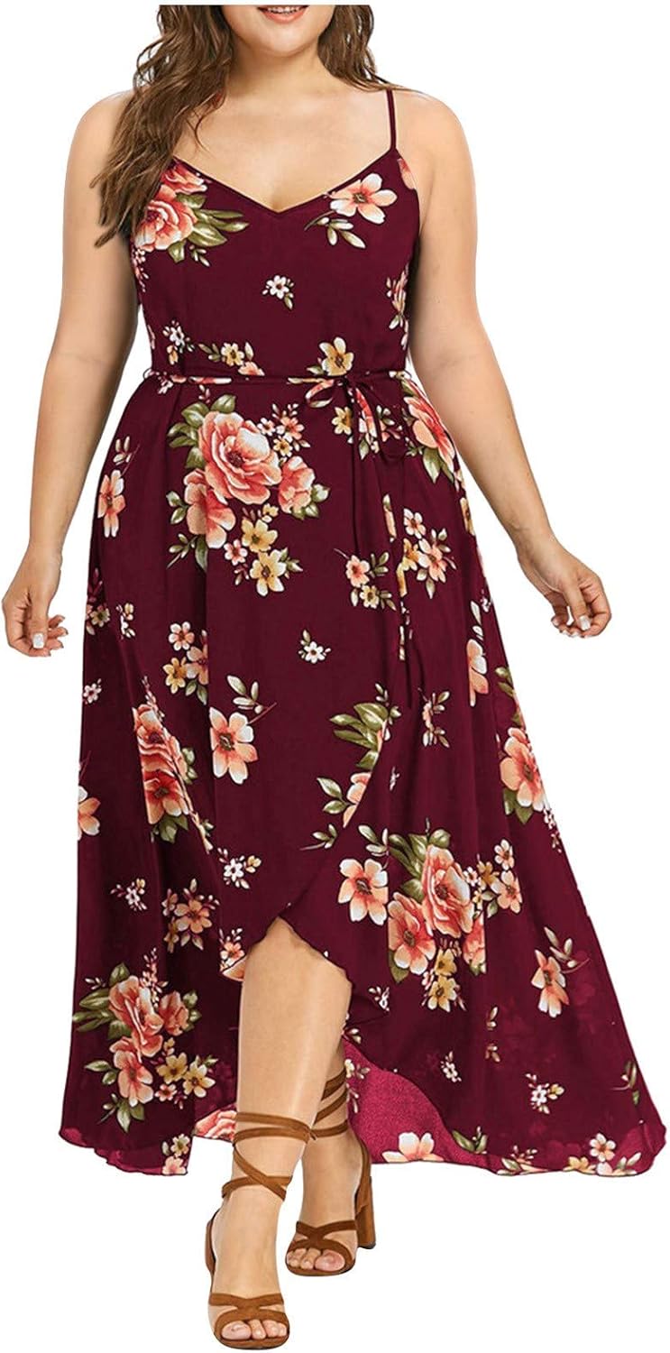 Robe de soirée Femme Été,Honestyi Bohème Robes Grande Taille Sexy Dress en Mousseline Imprimé