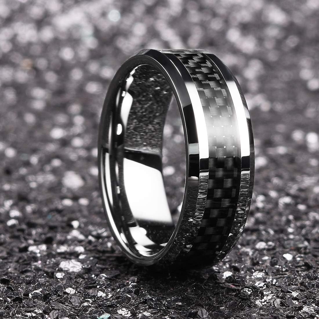 King Will GENTLEMAN 7mm Mens Titanium Wedding Ring Carbon Fiber Inlay Engagement Ring Black/Silver/Gold/Blue Promise Ring For Him Comfort Fit - Image 3