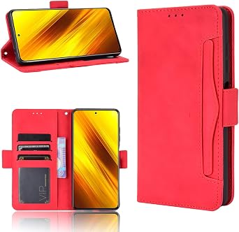 Case for Xiaomi Poco X3 NFC Case Cover,Case for Xiaomi Poco X3 MZB07Z2IN / Poco X3 NFC Case Flip Pu Leather Cover Red