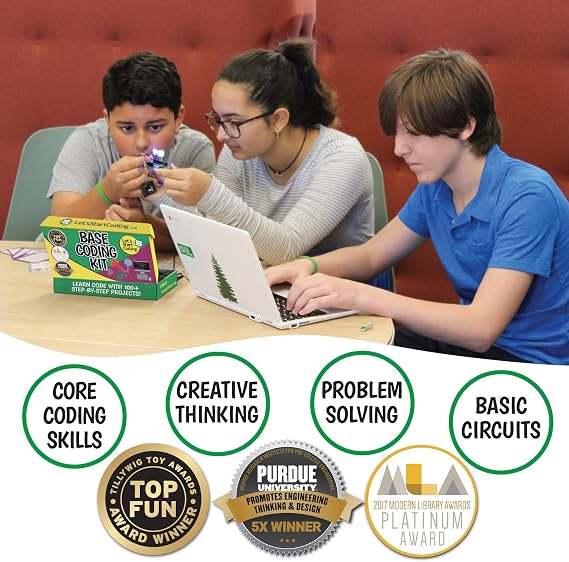 Base Kit Computer Coding Game for Kids 8-12+ and Teens to Learn Code & Electronics. Great STEM Gift for Boys & Girls for Real C++ Coding with Over 60 Projects Included.