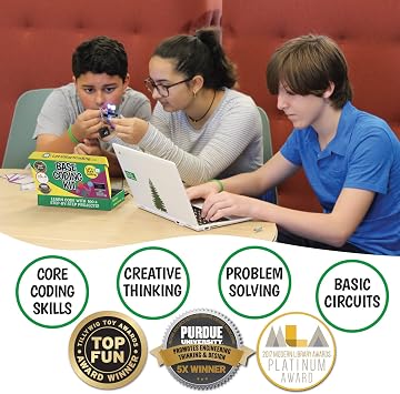 Base Kit Computer Coding Game for Kids 8-12+ and Teens to Learn Code & Electronics. Great STEM Gift for Boys & Girls for Real C++ Coding with Over 60 Projects Included.