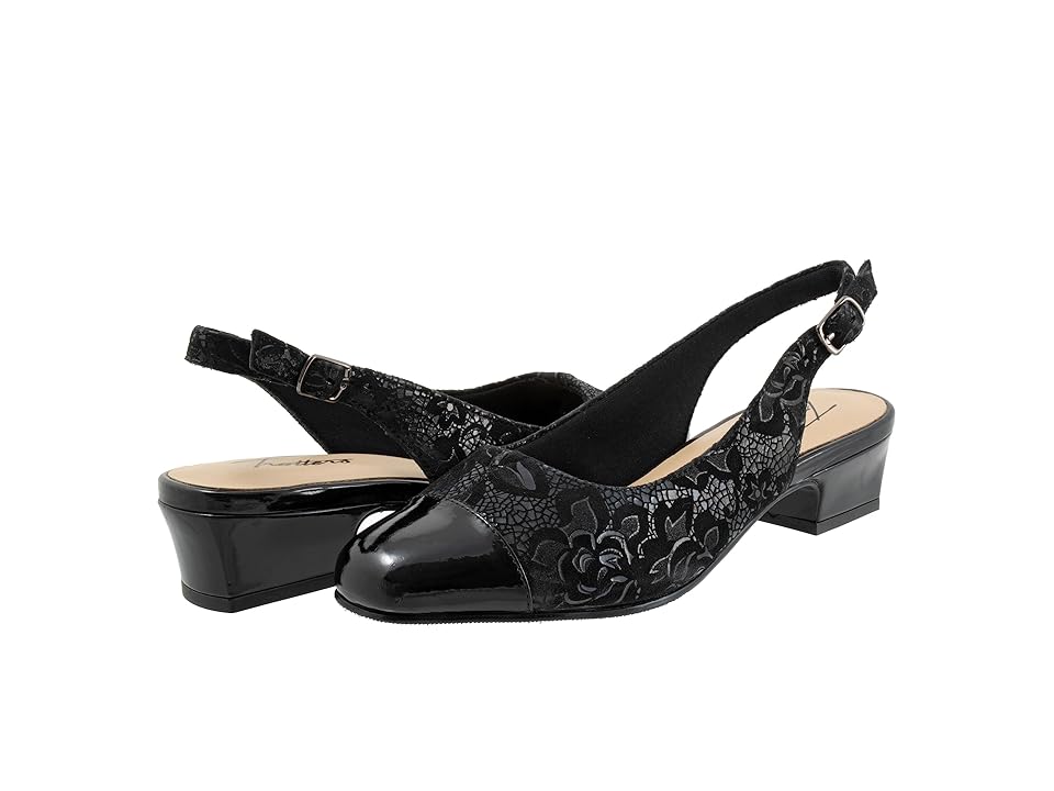 Trotters Dea (Black Floral) Women's Shoes INTERNATIONAL SHIPPING