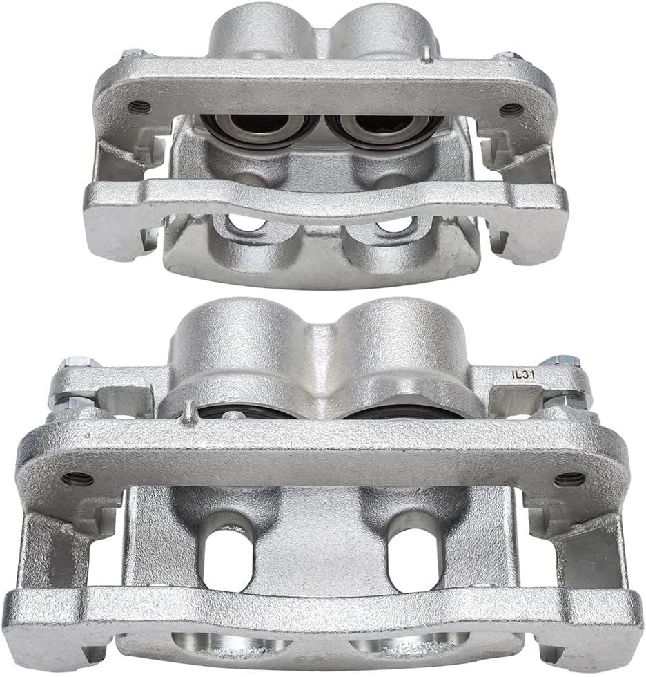 Image of Detroit Axle - Front Brake Kit for Suburban Silverado Sierra Yukon XL 1500 | Tahoe Escalade Drilled and Slotted Brake Rotors Ceramic Brake Pads Brake Calipers Replacement 12.99 inch inch Front Rotors
