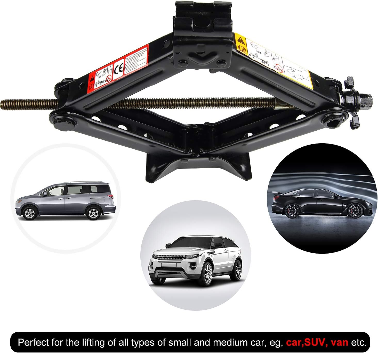 CPROSP Scissor Jack Car for/SUV/MPV max 2 Tons(4,409 lbs) Capacity with Hand Crank Trolley Lifter with Ratchet, Just for Emergency Use, not for Weekly Projects