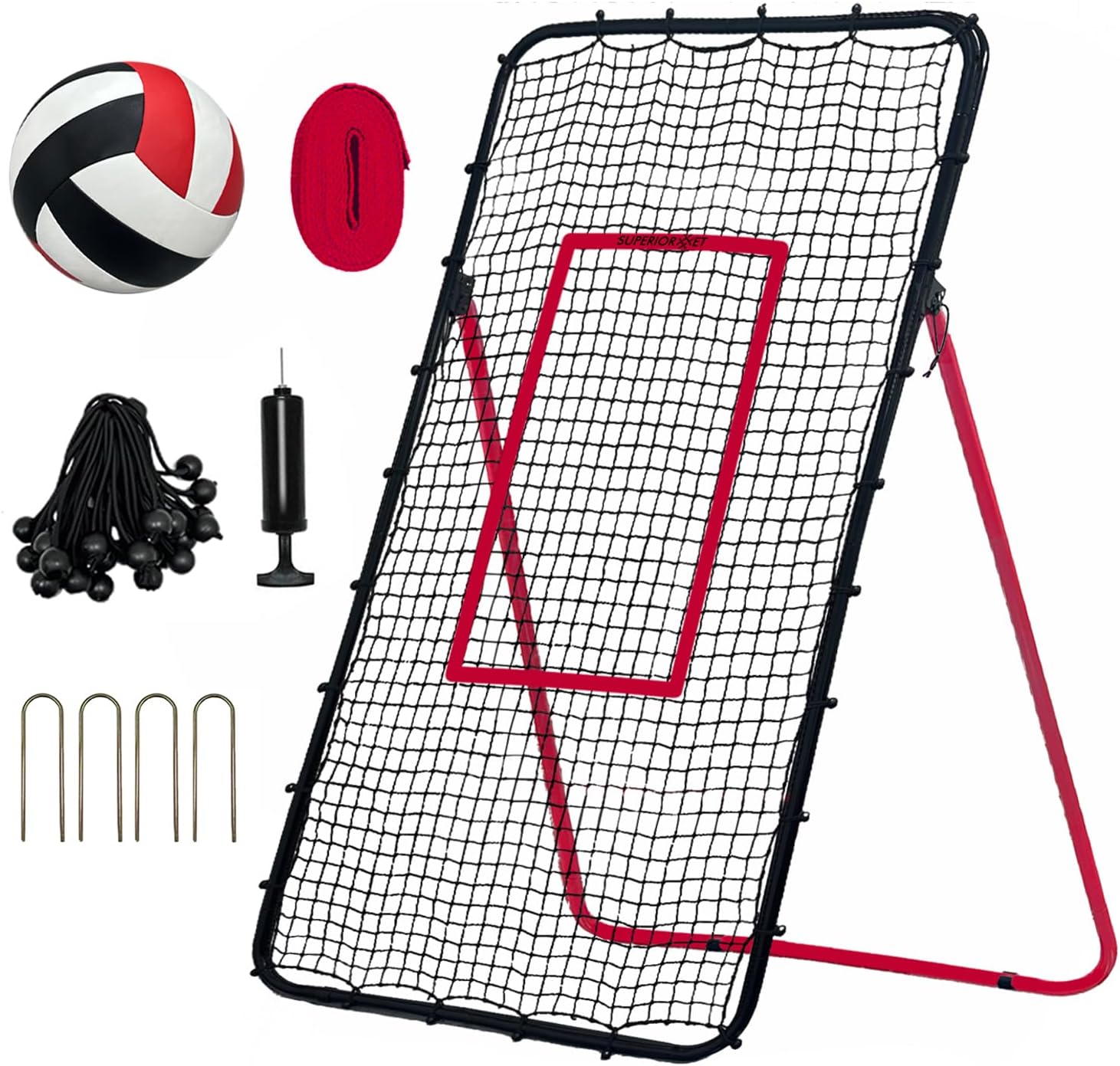 Size 4x7FT Color Black Volleyball Rebounder Net with 5 Adjustable Angles, Bounce Back Trainer for Passing, Serving & Hitting Practice, Ideal Volleyball Training Equipment for Backyard