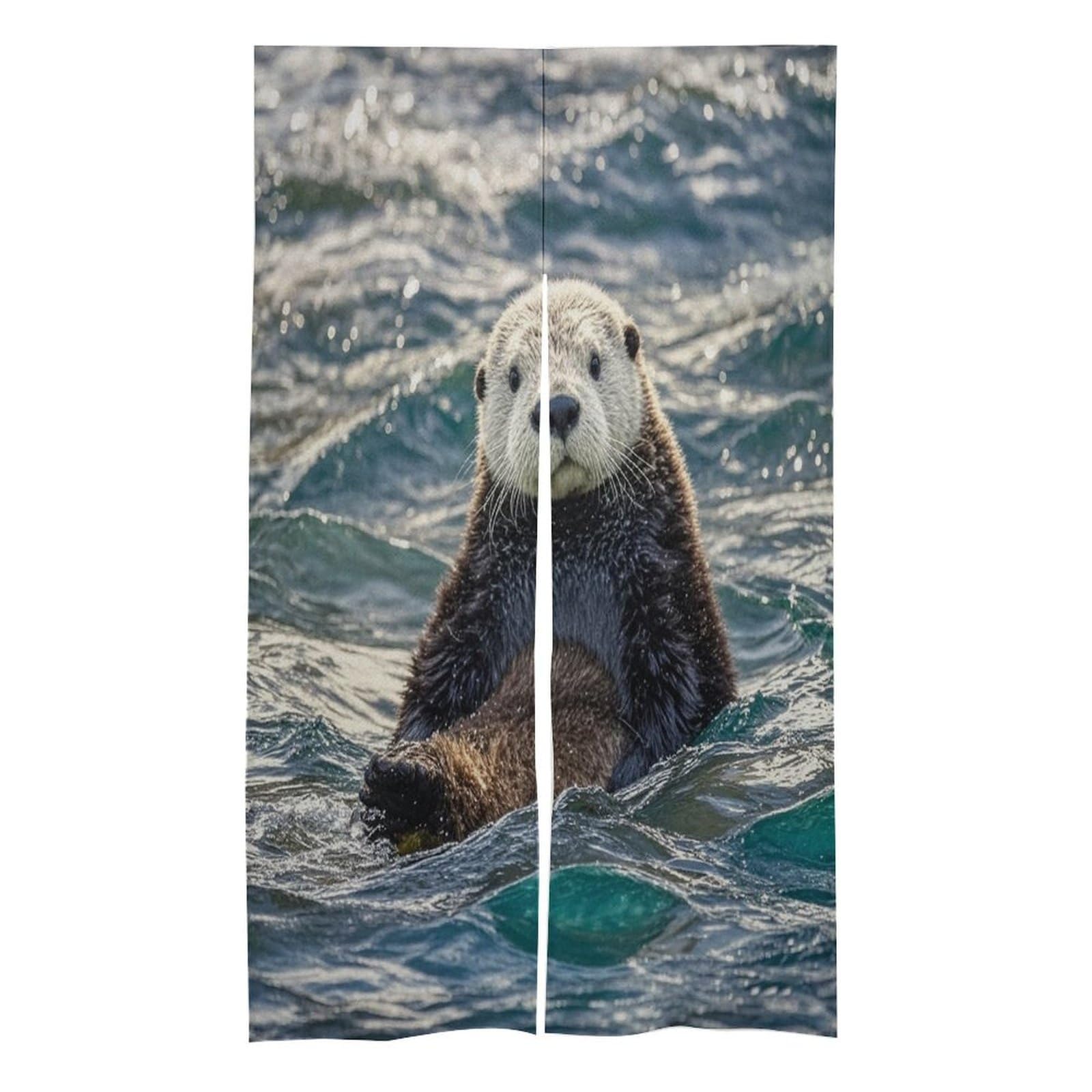 FekiLoot Sea Otter Door Curtain Splice Japanese Style Theme Blackout Doors Cover Hemp Door Tapestry Temperature Protection Barrier Doors Screen for Various Rooms 17W X 57L Inch