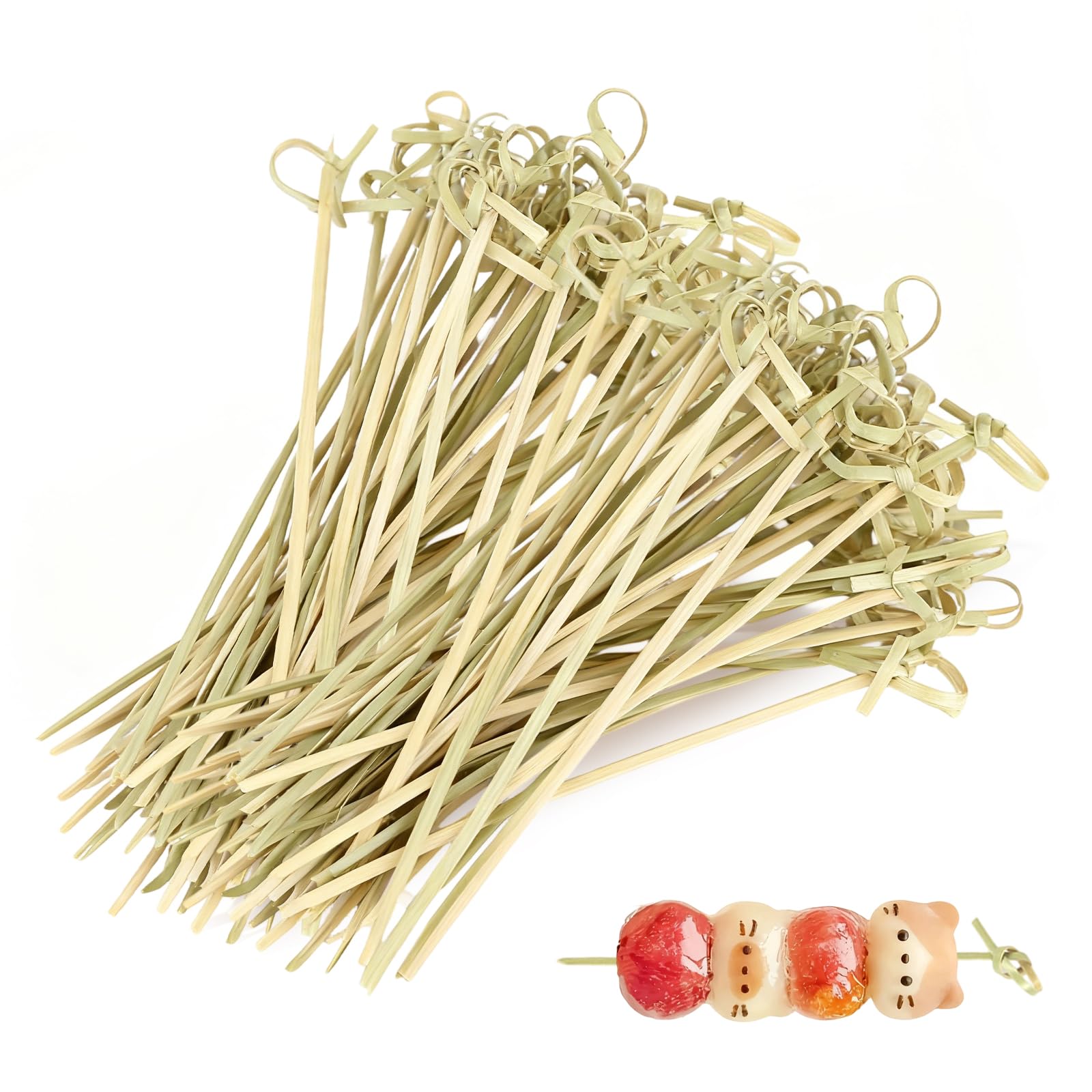 400 Pcs Cocktail Sticks, Natural Bamboo Skewers 9 cm Canape Sticks Cocktail Picks with Twisted Ends for Party Drinks Fruits Sandwiches