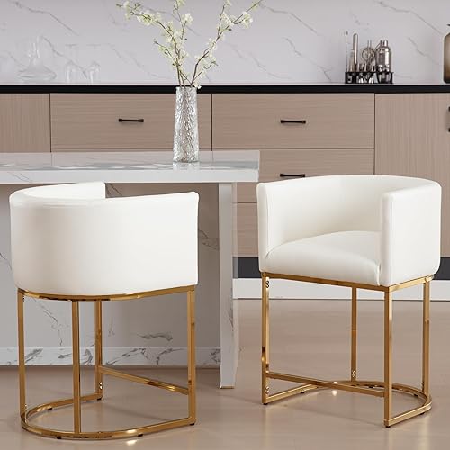 Vista 93 de Taburete de bar contemporáneo de terciopelo crema, taburete de bar de tela tapizada de 24 pulgadas, taburete de bar de cocina, taburete de isla