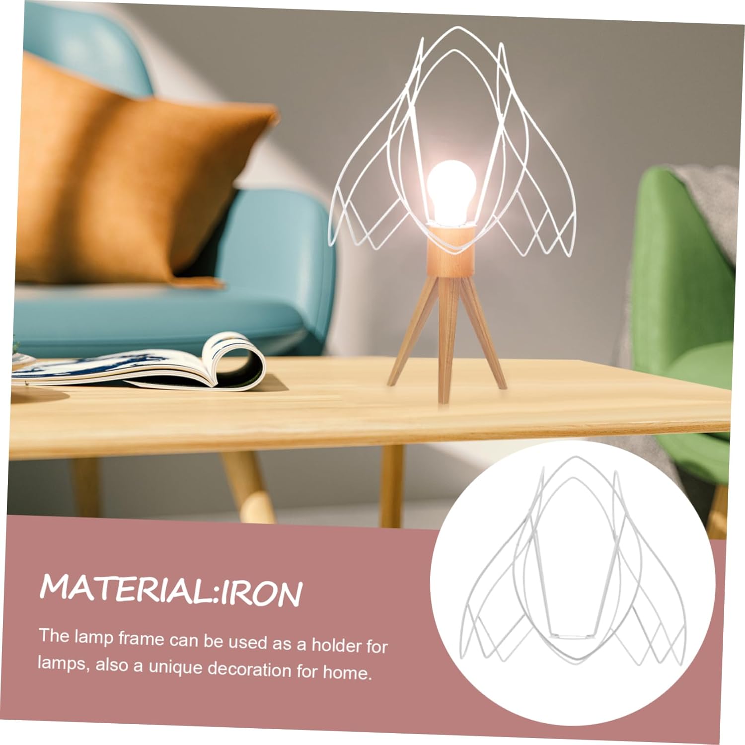 Luxshiny DIY Lampshade Frame Iron Wire Round and Square Shapes Suitable for Table Lamps Crafting and Home Decor