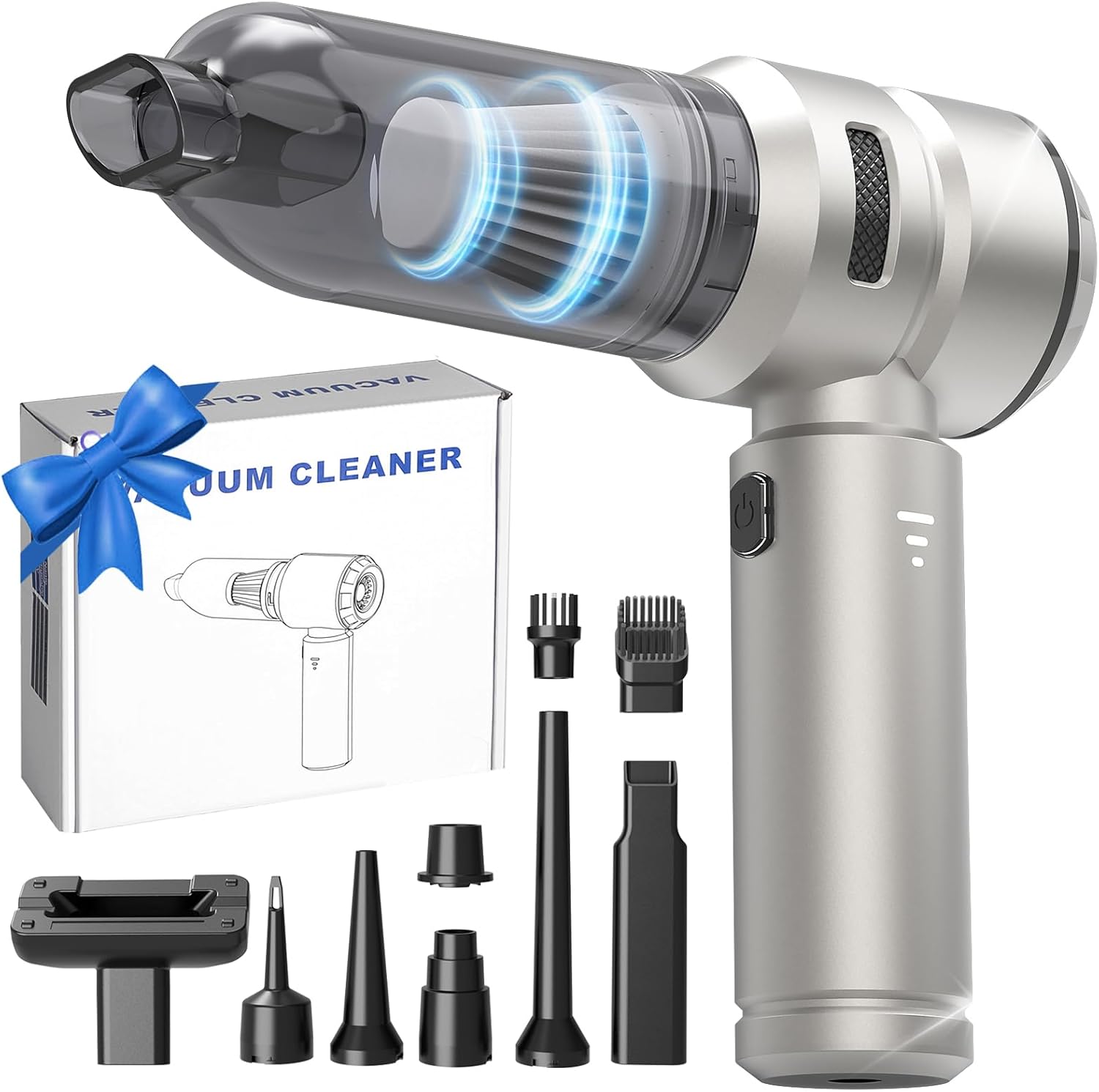 Aspiradora portátil inalámbrica para automóvil, aspiradora de mano de 21000 Pa con 3 modos de succión, carga rápida tipo C, mini aspiradora para el