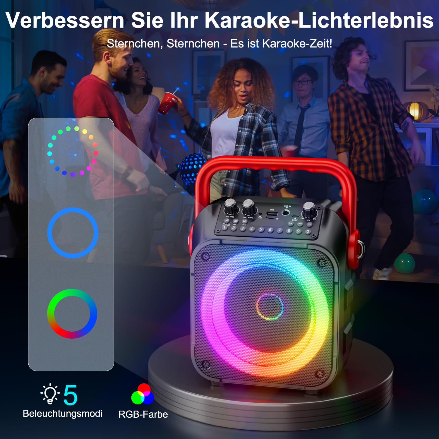 Karaoke Maschine mit 2 Karaoke Mikrofonen: Singingmate Karaoke Anlage mit 2 Mikrofonen für Erwachsene Kinder - Tragbare Bluetooth Party Karaoke Box - Mikrofon mit Lautsprecher