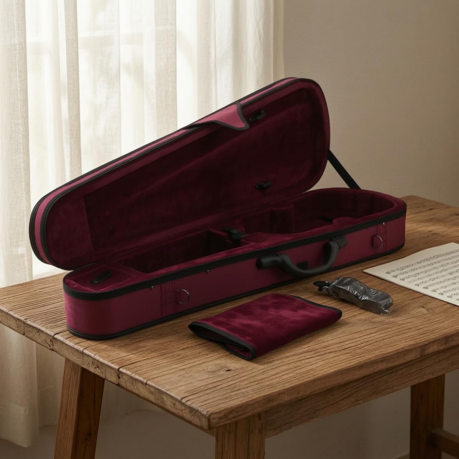 Estuche Triangular Violín Rígido Estuche Violín con Correa Resistente Funda para Violinistas, Estudiantes, Viajes, Ensayos, 3/4