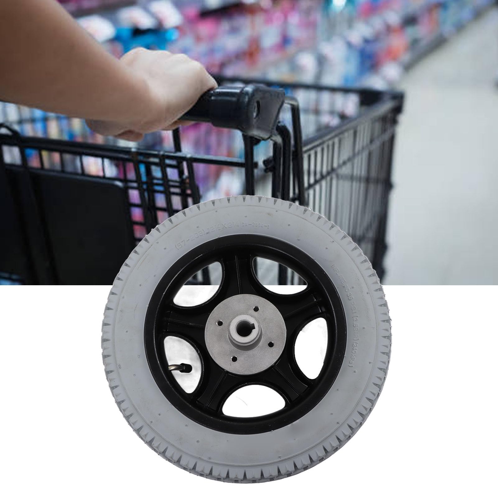 BestAlice Ruedas de Repuesto para Andador, Ruedas de 12,6 Pulgadas para Andador, Rueda Trasera para Silla de Ruedas Eléctrica, Rueda Inflable de PU de 4 Agujeros, Buje de Acero de Aleación, Repuesto D