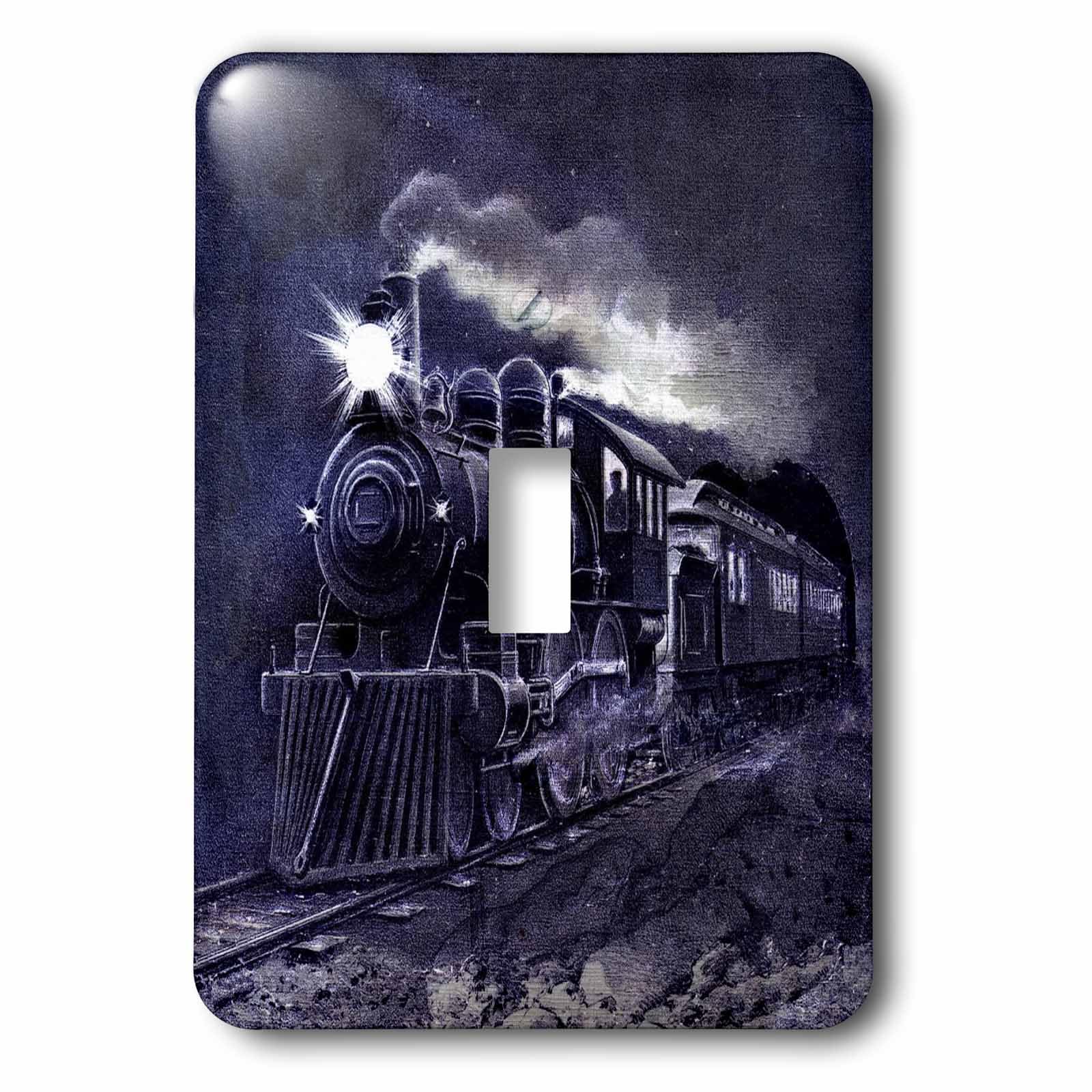 Tren en la noche arte vintage interruptor de luz placa decorativa pared